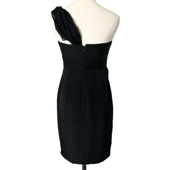 Marchesa Notte 100% Silk One Strap Mini Dress in Black Size 6 - Picture 3 of 5